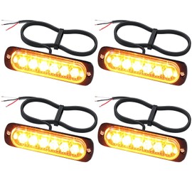 EYPINS 4X 6 LED Frontblitzer, Blinklicht Stroboskop Warnlicht Warnleuchte Notfall Warnung Blitzer Dash Strobe Orange IP65 18 Modi für 12/24V Truck Traktor LKW Auto Emergency Gabelstapler | E-Mark E57