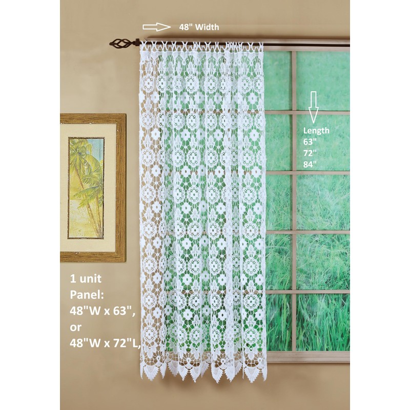 Today's Curtain Medallion Macramé Panel 63",White,48W x 63L