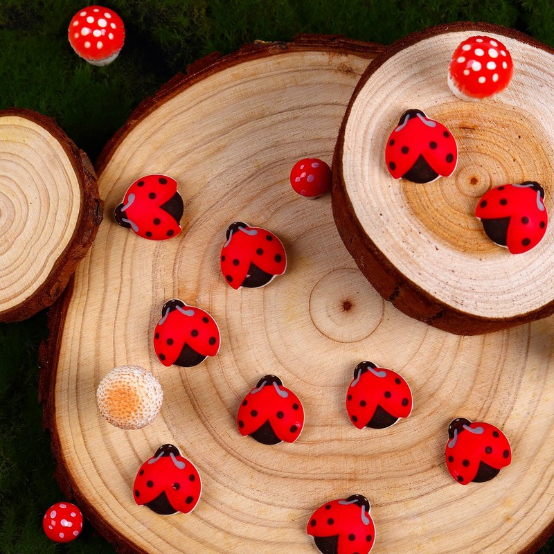 Edible Ladybug Cupcake Toppers 32pcs, Ladybug Icing Decorations for Cakes,