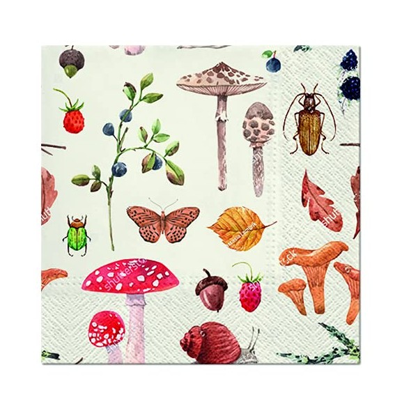 FOREST BOTANY Mushroom Napkins, Forest Napkins, Fall Disposable Napkins LUNCH