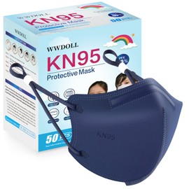 WWDOLL Kids KN95 Face Mask 50 Pack, 5-Layers Breathable KN95 Masks for Children, Purple