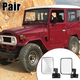 X AUTOHAUX Pair Car Rear View Mirror Silver Tone for Toyota Land Cruiser 70 75 78 Series 1985-2006