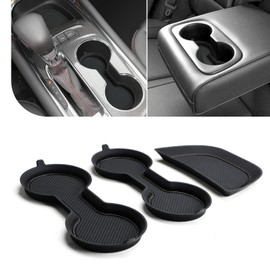 Auovo Cup Holder Inserts Coaster Compatible with Chevy Malibu Accessories 2017 2018 2019 2020 2021 2022 2023 Silicone Cup Mat Pad Car Interior Decoration (3-pcs kit, Black)