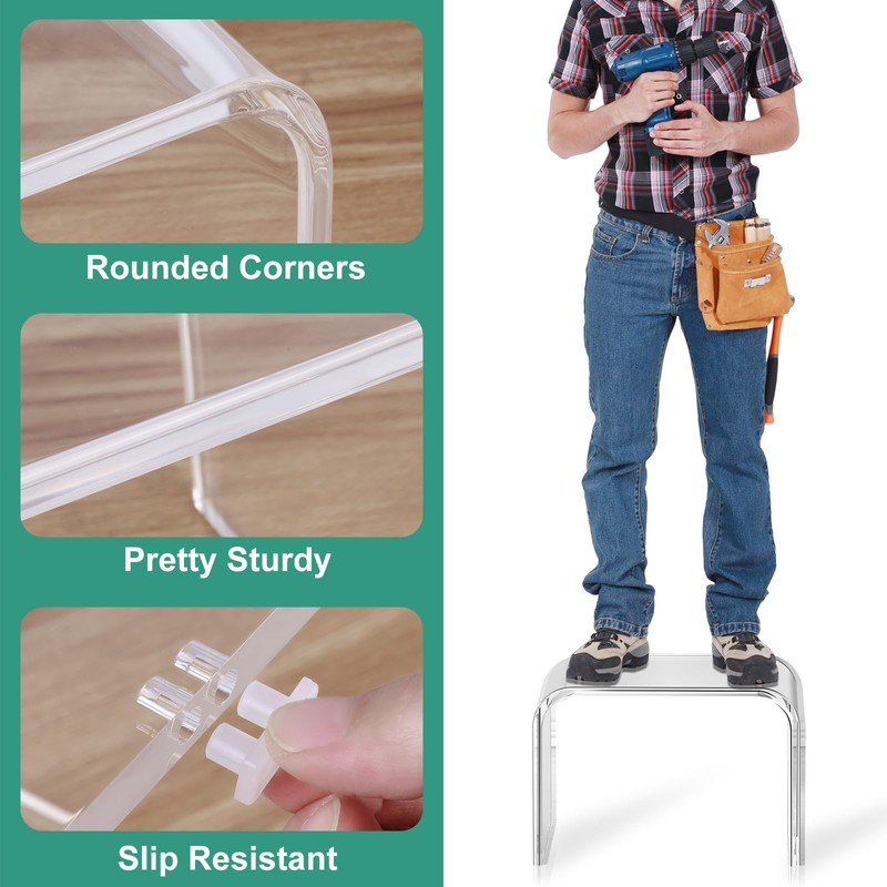 ZVOBUEI Acrylic Step Stool 9in Step Stools for Kids 250-LBS