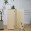 Furnnylane 3 Panel Short Room Divider Screen,Beige Freestanding Partition,Small Bamboo
