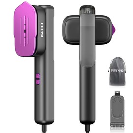 FEPPO Travel Steamer for Clothes, 110-240V Dual Voltage Portable Steamer & Iron 2 in 1, Fast Heat Up, 1100W Powerful Garment Steamer, Large Ceramic Heat Panel for Home & Global & Europe Traveling