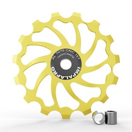 IMPALAPRO Bike Oversized Ceramic Jockey Wheel 15T/17T AL7075 - Derailleur Pulley - Jockey Wheel Shimano - Jockey Wheels 11 Speed - Pulley Sram - Shimano Jockey Wheels (15T Gold)