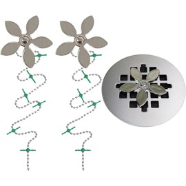DrainWig Shower Drain Hair Catcher – Disposable Bathroom Hair Trap, Easy to Install in Shower Drain Cover, Helps Prevent Clogs – As Seen on Shark Tank – Silver Flower (2-Pack)