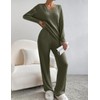 JENJON Women Suit 2 Pieces Tracksuit Long Sleeve V Neck