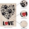 Paw Prints Heart Garden Burlap Flag - 13 x 1