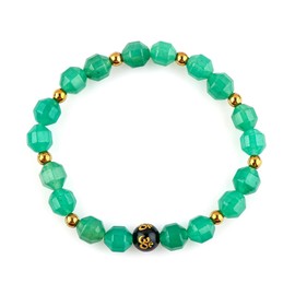 GEMKORA Green Jade Beaded Crystals Bracelet, Chakra Energy Healing Gemstone, Stretchable Elastic Men & Women Bracelet (free-size)