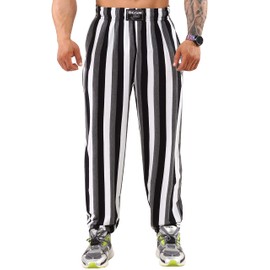BIG SAM SPORTSWEAR COMPANY Men's Baggy Pants Loose Fit Stripped Gym Workout Sweatpants with Pockets (L, White)