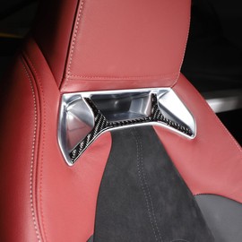 Car Seat Back Trim Sticker,Real Soft Carbon Fiber Decoration,Fit for Toyota Supra GR A90 A91 MK5 2019-2022 Auto Interior Accessories 2PCS (Black Carbon Fiber)