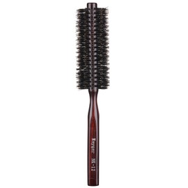 Boar Bristle Round Brush, Hair Brush with Ergonomic Natural Wood Handle - 3.8 cm, for Dry Blow-Drying, Styling, Curling, Adding Hair Volume and Scalp Massage