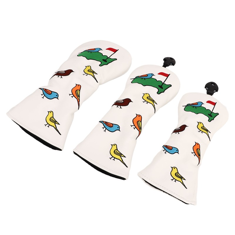 3PCS Golf Club Head Cover PU Waterproof Bird Pattern Golf