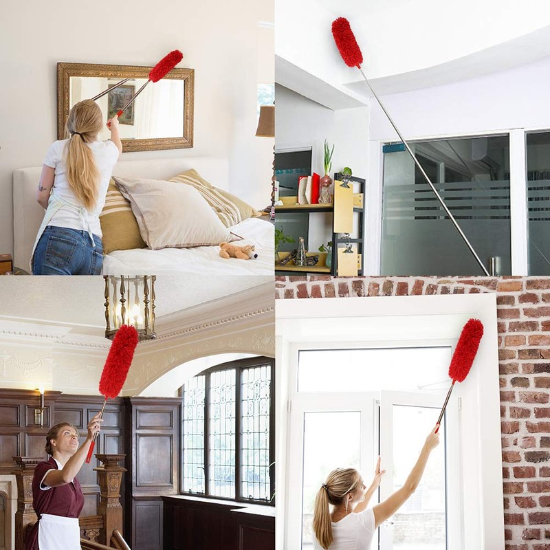 DELUX Microfiber Feather Duster Extendable Cobweb Duster with 100 inches