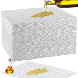 Tczecoo Pack of 50 Oil Suction Cloths, Universal Oil Catch Mat, 25 x 33 cm Oil Suction Cloth, Heavy Oil Absorption Sheets, Oil Pads, Oil Absorbing Pads for Home, Kitchen, Garage, Basement, White