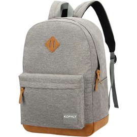 KOPHLY Large Hand Luggage Travel Laptop Backpack for Men and Women, School Backpack, Classic Backpack for University, lightgrey