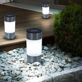 GLOBO 33254-3 LED Solar Lamp Stainless Steel Outdoor Garden Path Plug Light Set of 3