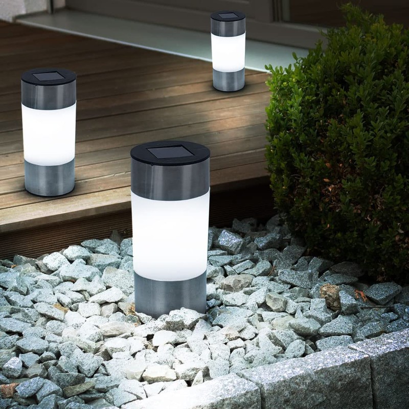 GLOBO 33254-3 LED Solar Lamp Stainless Steel Outdoor Garden Path