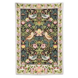 Yearn Jear William Morris Tapestry Wall Hanging,Retro Flower Strawberry Thief Floral Printed Modern Wall Art Decor,Retro Floral Home Decoration for Bedroom Living Room Dorm W40 x 60H Inch