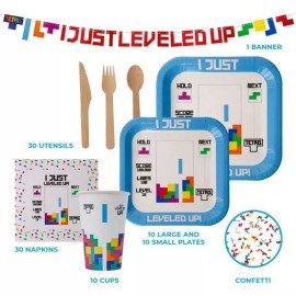 Mighty Mojo Tetris Party in a Box Kit Retro Video Game Themed Birthday Decor Celebration