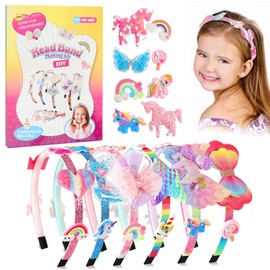 Headband Making Kit for Girls Age 3+, Creative Craft Kits for Kids, DIY Hair Accessories & Hairbands - Girls Birthday Presents for Age 3 4 5 6 7 8 Year Old Girls Gifts Toys Set (Unicorn)