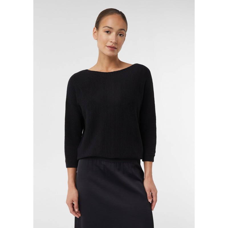 comma Cotton Jumper with Leo Bow Detail on Back, black,
