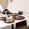 Certified Safe Family Dining Set of Embossed Colored Ceramic Tableware