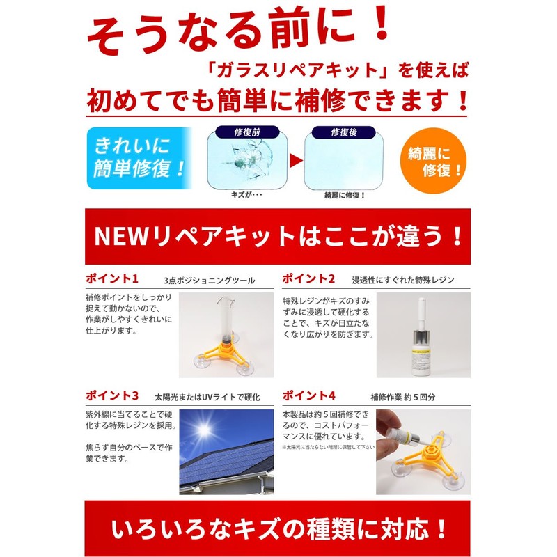 Japanese Instruction Manual Included - DIY Windshield Repair Kit Repair