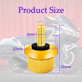 Mearo Stainless Knurled Fender Seat Bolt Screw, Aluminum 1/4"-20 Thread Seat Bolt with Nylon Washers, Compatible with Harley Sportster Softail Touring Dyna 1996-2024 for Harley Davidson Accessories