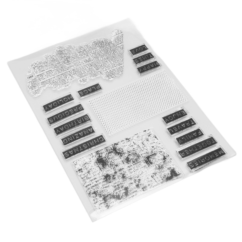 2Pcs Clear Stamp English Words Pattern Clear Safe Reusable TPR