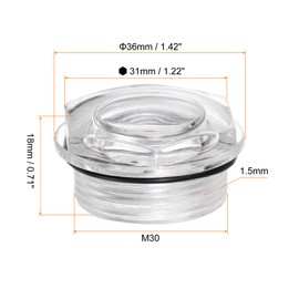 HARFINGTON 2pcs Air Compressor Oil Sight Glass M30 x 1.5mm Male Liquid Level Gauge Plastic Hex Head Oil Indicator Window with O-Ring for Air Compressor Fittings Gearbox Tanks, Transparent