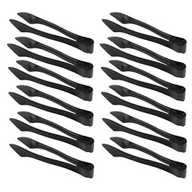 [12 Pack] Plastic Serving Tongs, 8.5 Inch Heavy Duty Disposable Utility Tongs (Black)