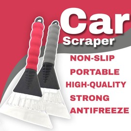 ZYBUX - Pack of 2 - Ice Scraper for Cars Winter Care Windscreen with Soft Grip No Scratches Windscreen Snow Removal Frost non-slip Comfort Foam Grip for Car Snow (Pack of 2 RANDOM COLOURS)