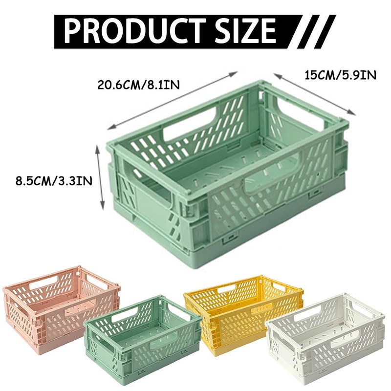 4 Pieces Foldable Storage Baskets, Small Collapsible Storage Crates Multifunctional