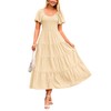 PRETTYGARDEN Women's Swiss Dot Boho Midi Dress Puff Sleeve Tiered