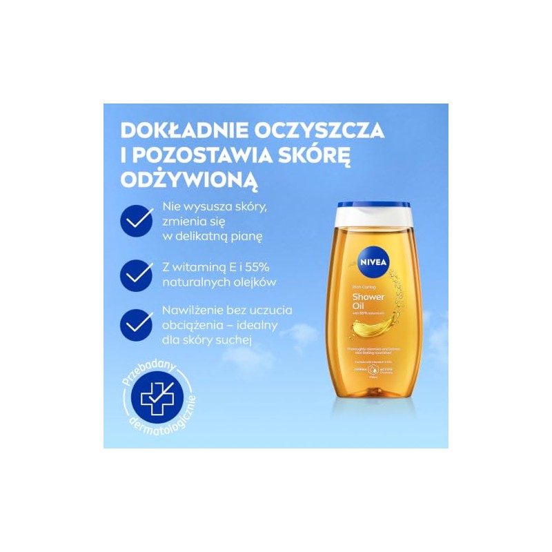 Nivea Natural Shower Oil with Natural Oils, 200 ml
