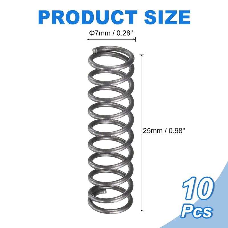 sourcing map 10Pcs Compression Spring, 7mm OD, 0.8mm Wire Size,