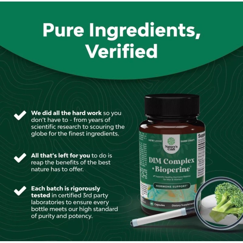 Natures Craft Complejo Dim Con Bioperine (60 Cápsulas) Hecho En