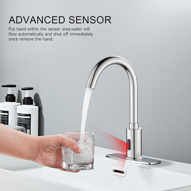 Automatic Touchless Bathroom Sink Faucet Motion Sensor Commercial Kitchen Hands