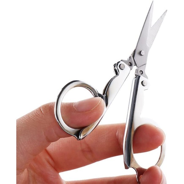 Silver Stainless Steel Folding Scissors Portable Mini Pocket Travel Scissors