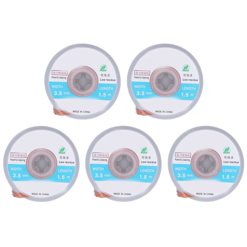 5Pcs Solder Wick Braid Copper 1.5m Length 3.5mm Width Set
