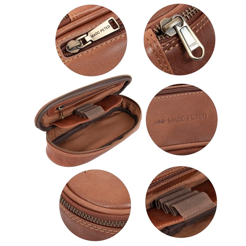 Marc Peter® Vintage Leather Pencil Case with YKK Zip, Pencil