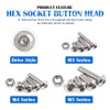 Glarks 510pcs M3 M4 M5 304 Stainless Steel Hex Socket