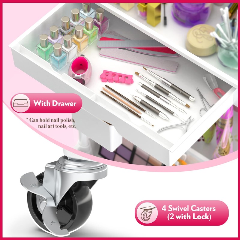 SUNALLY Makeup Cart Organizer with Drawers, Floor Skincare Organizers Vanity