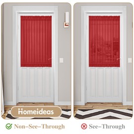 HOMEIDEAS - Juego de 2 cortinas francesas para puerta delantera, cortinas de privacidad semitransparentes, bolsillo para barra, revestimiento de puerta con alzapaños, color rojo, 54 de ancho x 40 de