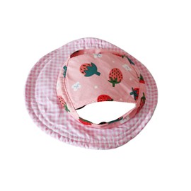 BT Bear Dog Hat, Dog Bucket Hats Breathable Round Cap with Ear Hole Outdoor Travel Sun Protection Summer Hat for Cat Puppy Small Dogs (Pink Strawberry, M)