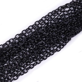 ILOVEDIY Open Link Jet Black Plated Cable Chains For Jewellery Making 5m 3x2mm