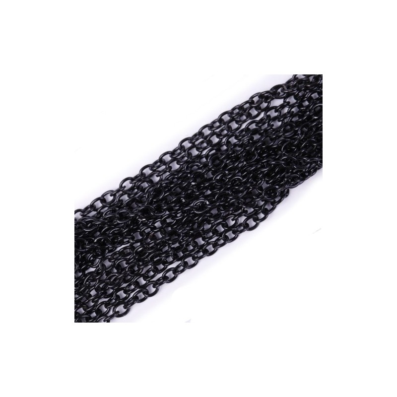ILOVEDIY Open Link Jet Black Plated Cable Chains For Jewellery